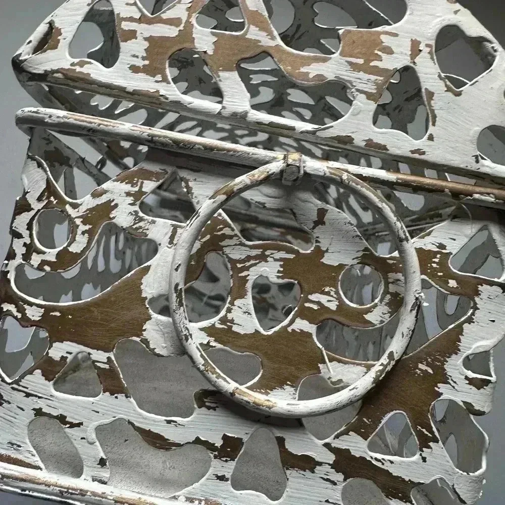 Metal Decorative‎ Chipped Paint Design Chest Container